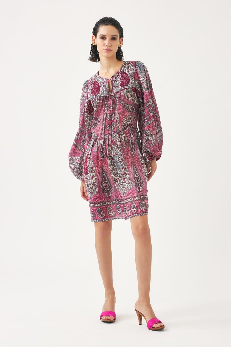 Antik Batik Robe Courte Imprimée Bohème En Coton