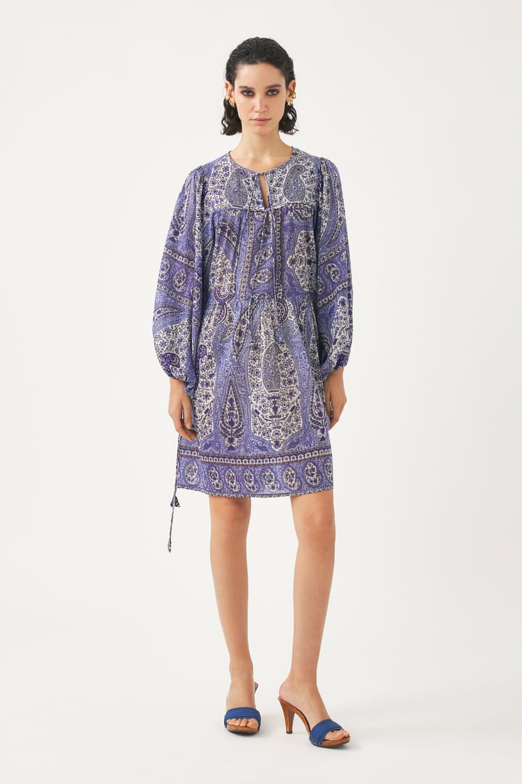 Antik Batik Robe Courte Imprimée Bohème En Coton
