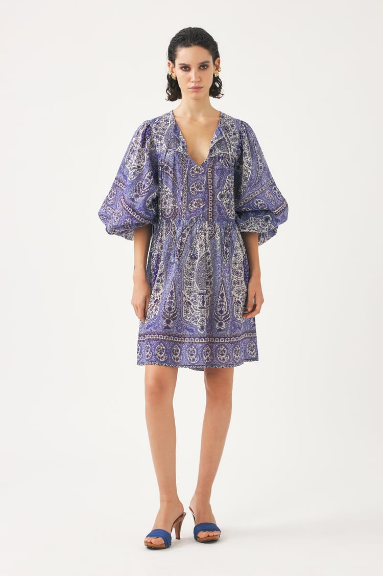 antik batik Robe courte imprimée bohème en coton