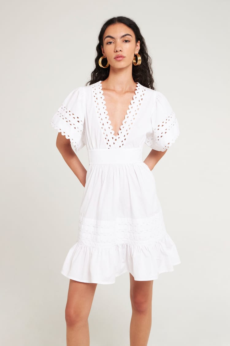 Antik Batik Robe Courte Popeline Blanche