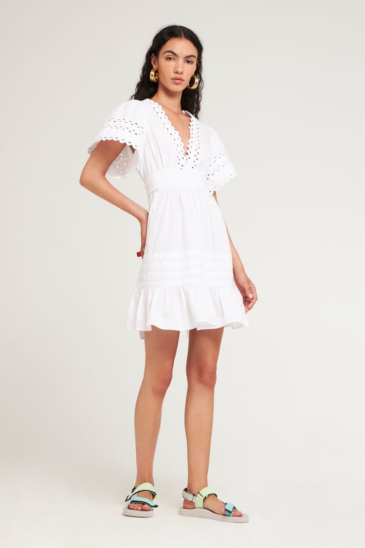antik batik Robe courte Popeline blanche