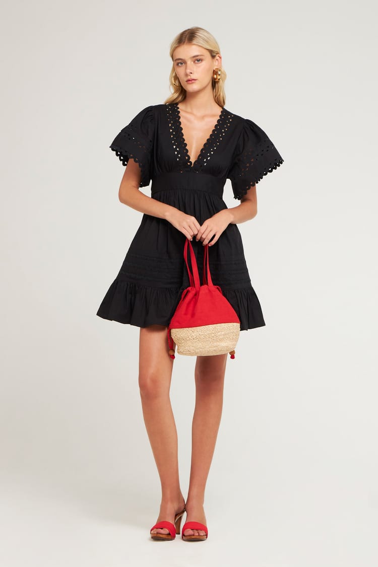 Antik Batik Robe Courte Popeline Noire