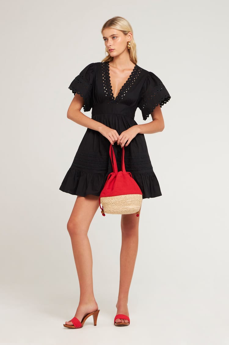 antik batik Robe courte Popeline noire