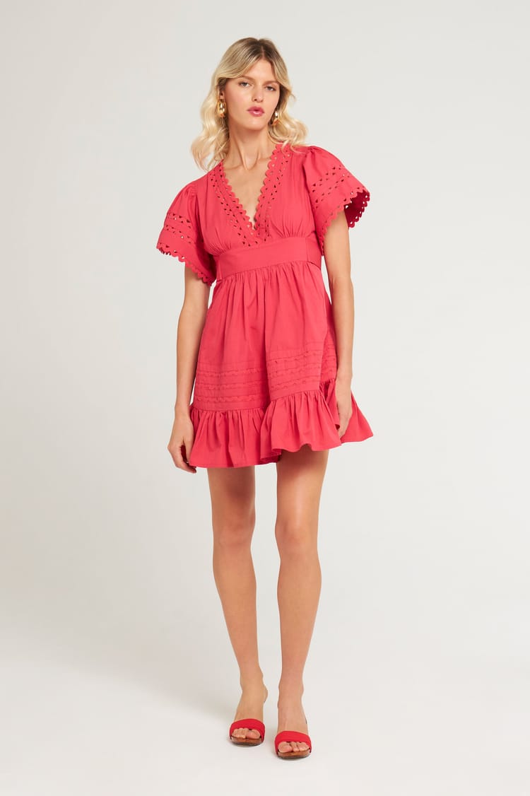 antik batik Robe courte Popeline rose