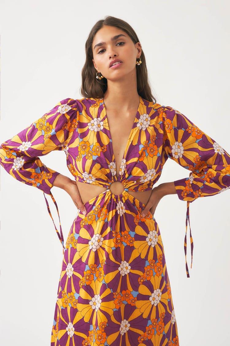 antik batik Robe cut out orange