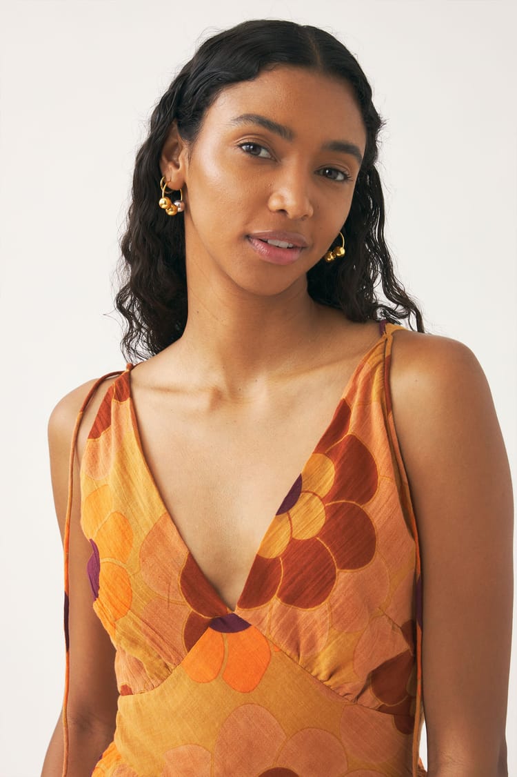 Antik Batik Robe Dos Nu Orange En Gaze De Coton