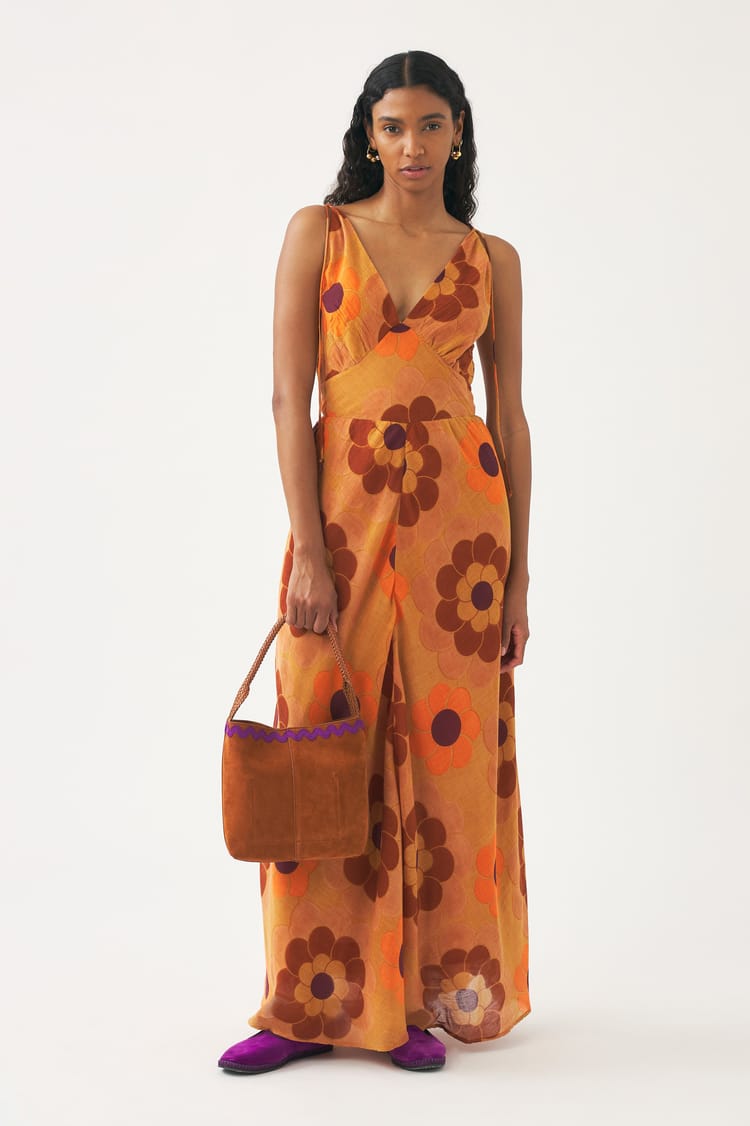 Antik Batik Robe Dos Nu Orange En Gaze De Coton
