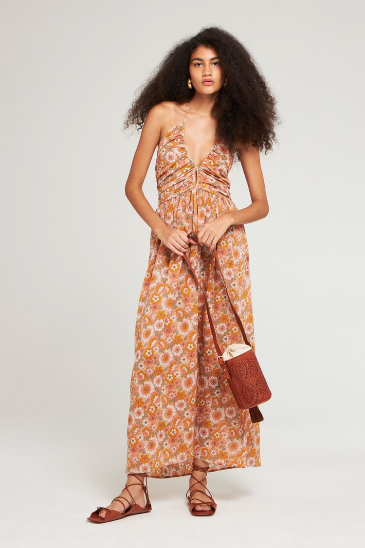 antik batik Robe imprimé 60's