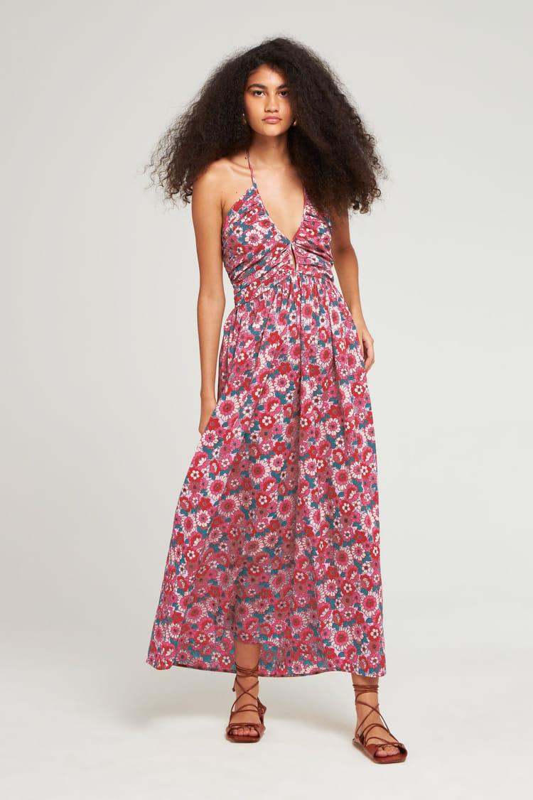 antik batik Robe imprimé 60's