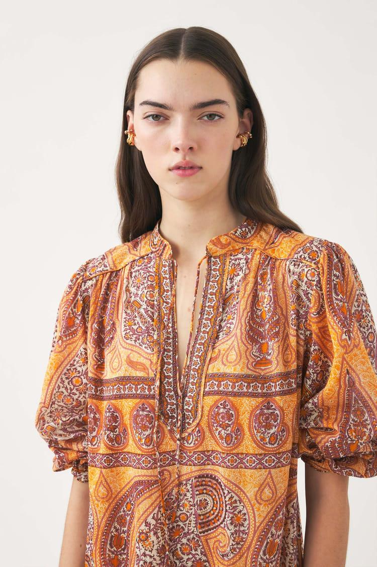 Antik Batik Robe Imprimée Bohème En Coton