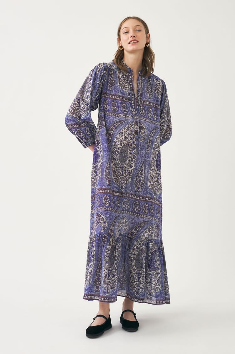 Antik Batik Robe Imprimée Bohème En Coton