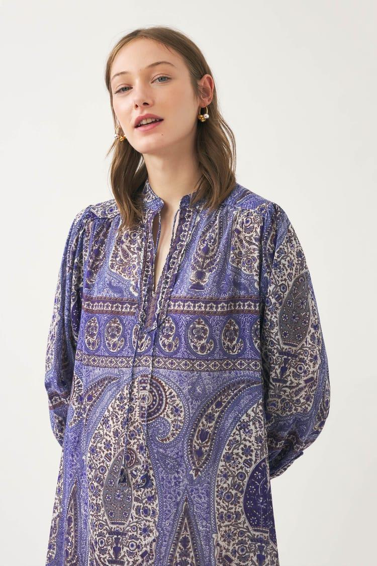 Antik Batik Robe Imprimée Bohème En Coton