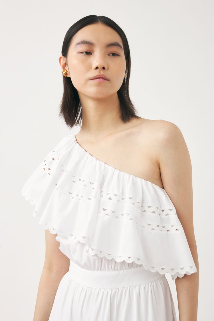 Antik Batik Robe Longue Blanche Asymétrique