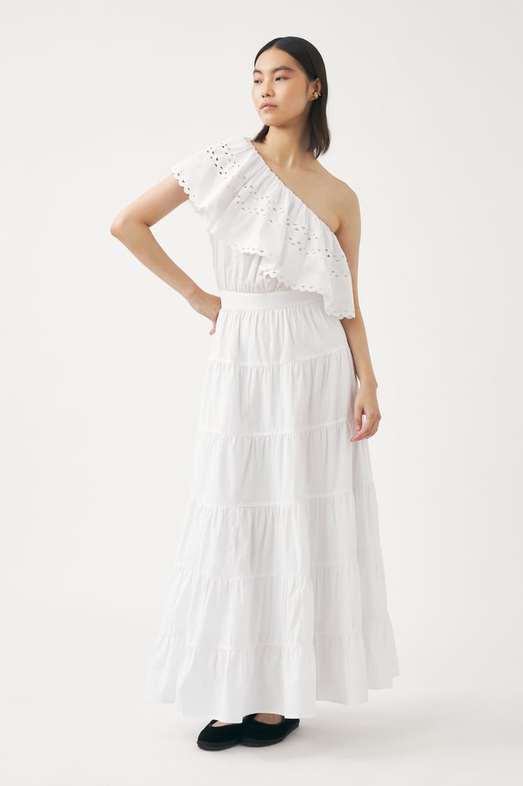 Antik Batik Robe Longue Blanche Asymétrique