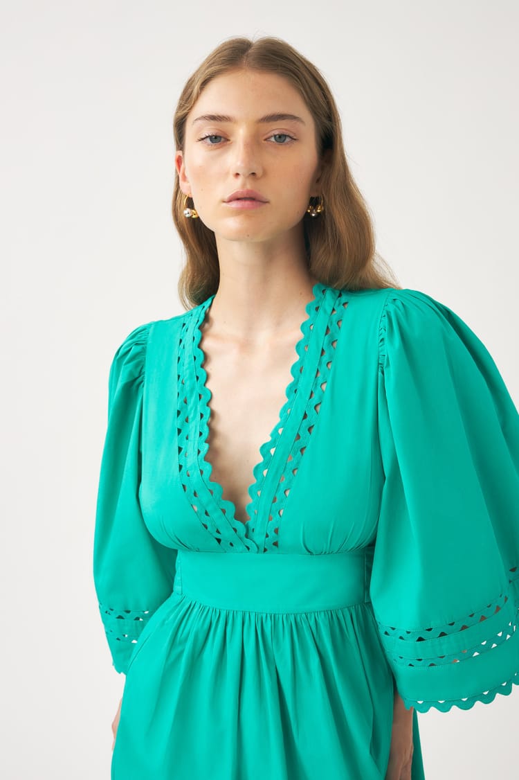 Antik Batik Robe Longue Bleue Popeline