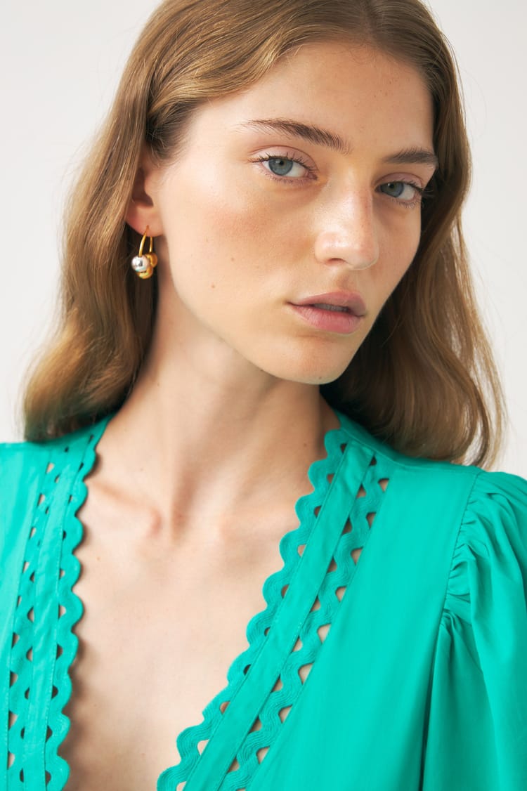 Antik Batik Robe Longue Bleue Popeline