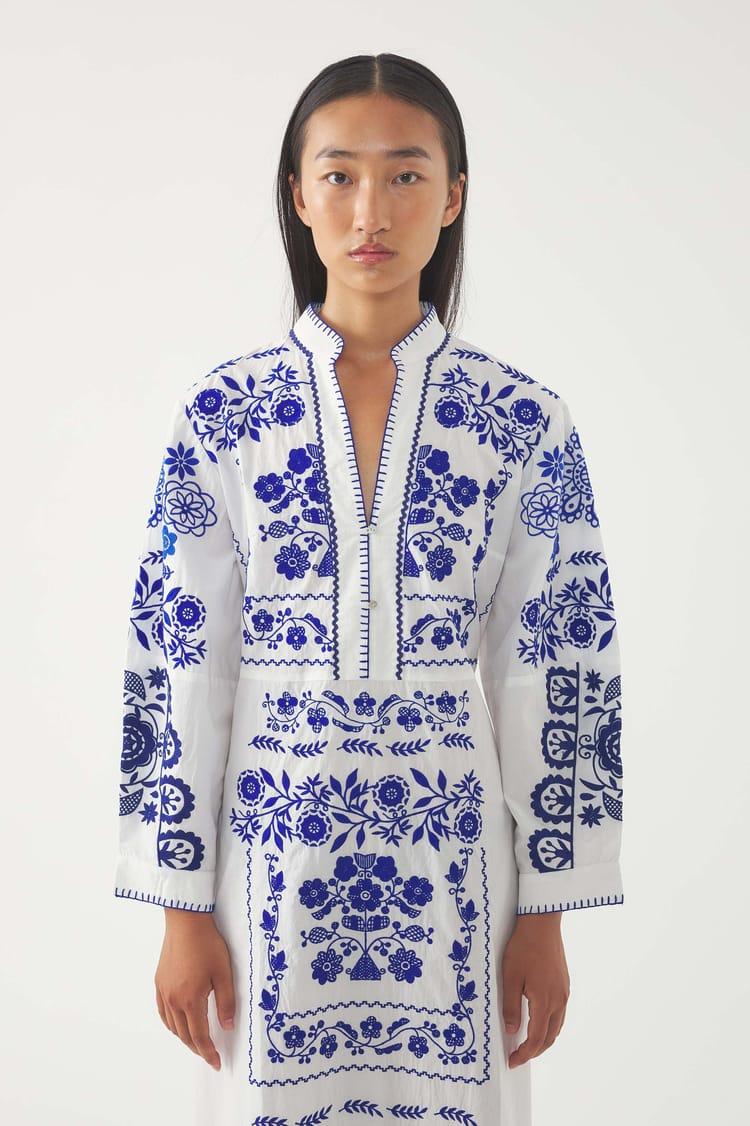 Antik Batik Robe Longue Brodée Mamie