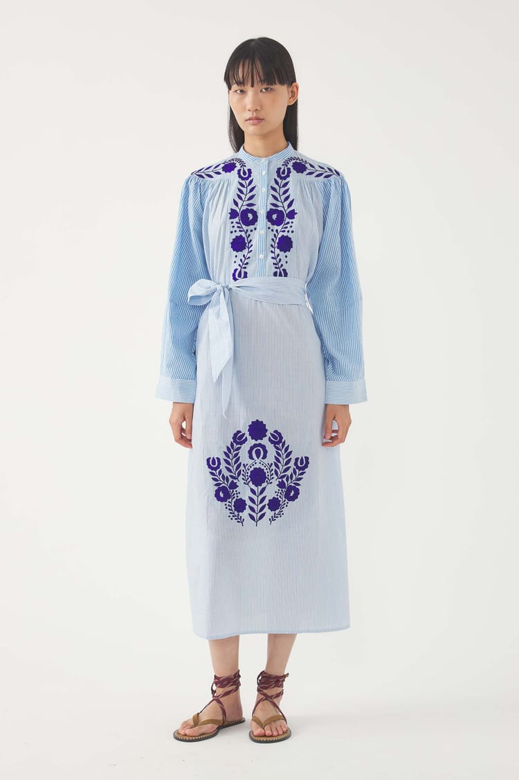 antik batik Robe longue brodée Tamir