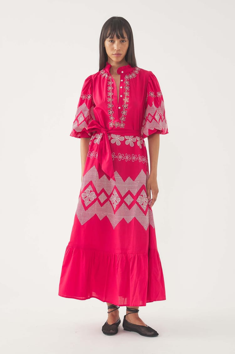 antik batik Robe longue brodée Tolede