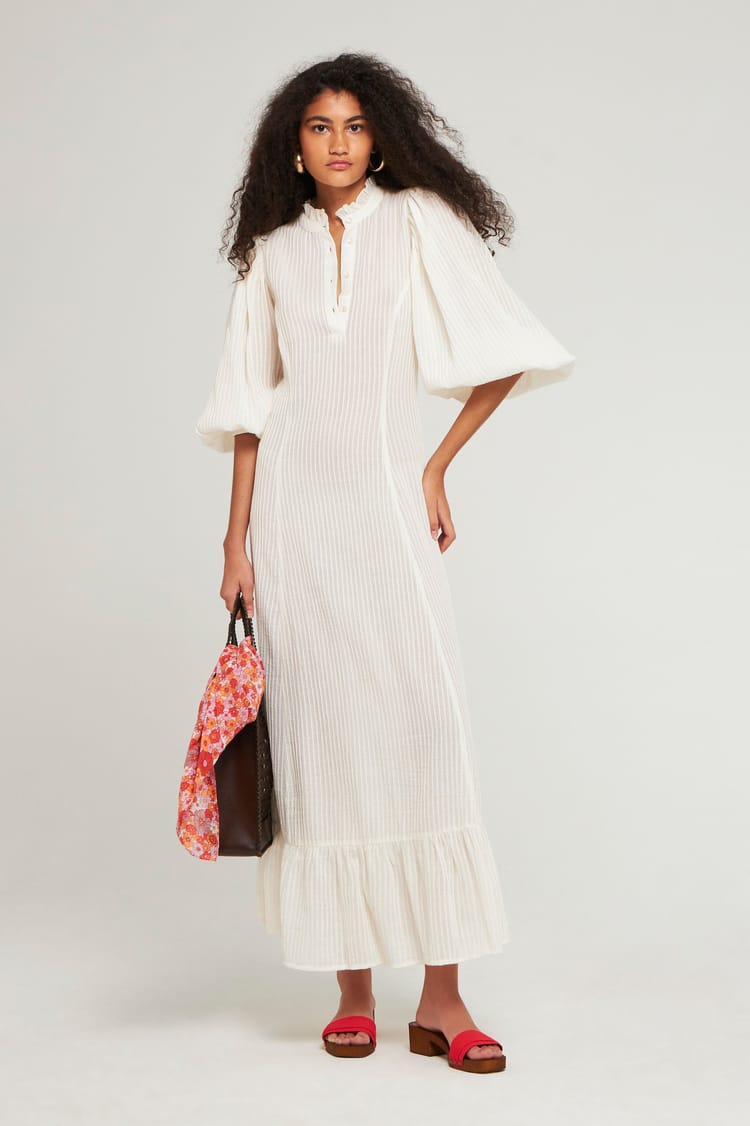 antik batik Robe longue crème en crêpe de Coton