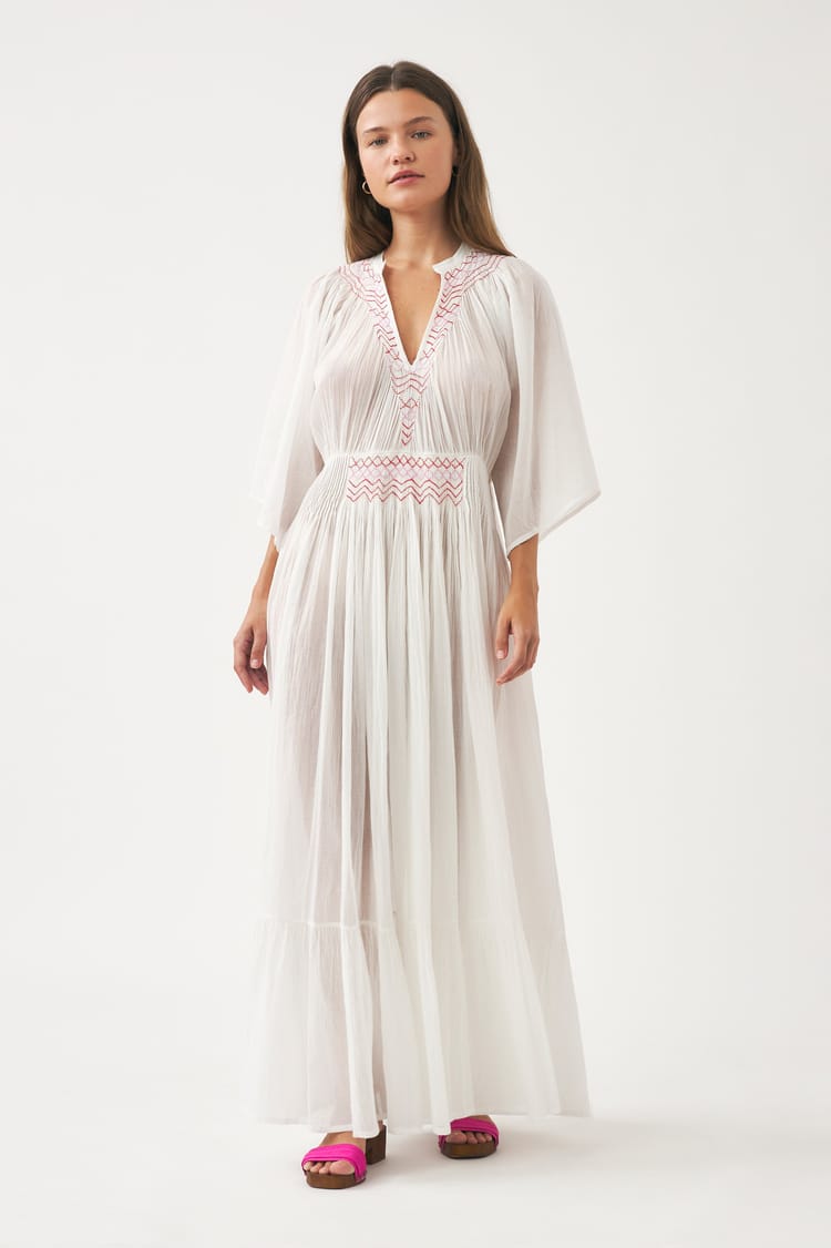 antik batik Robe longue crème en voile de Coton