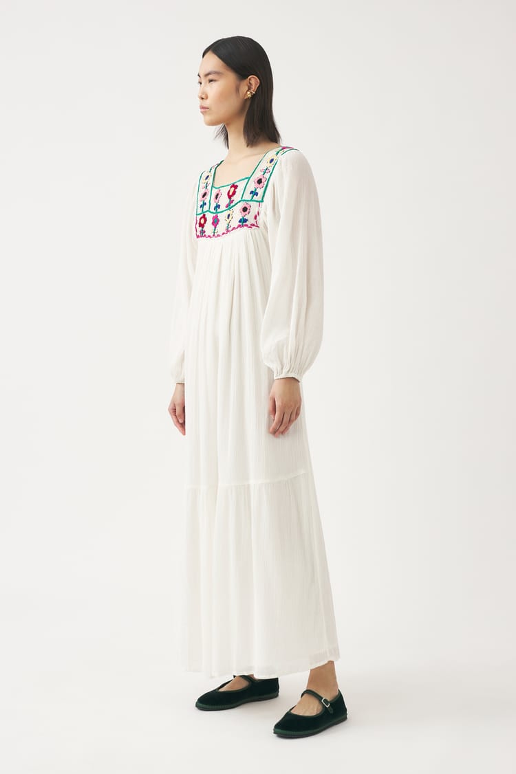 Antik Batik Robe Longue En Coton Blanc