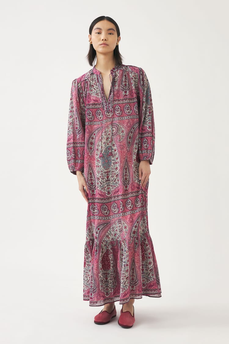 Antik Batik Robe Longue Imprimée Bohème En Coton