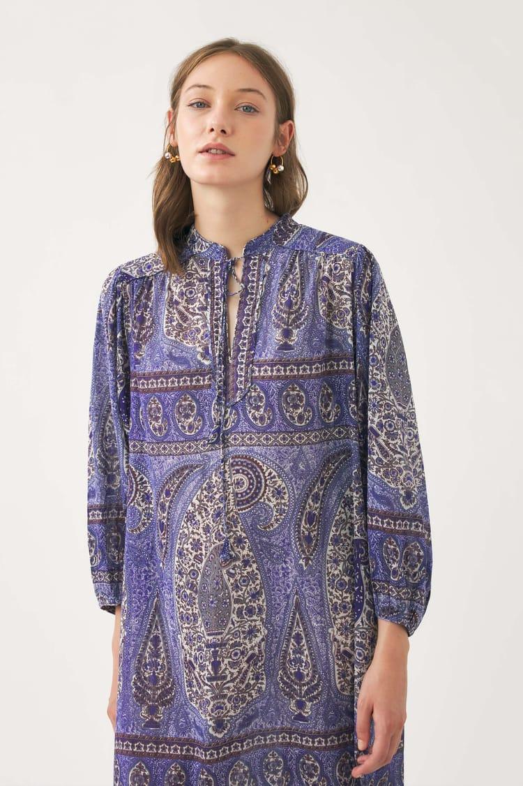 Antik Batik Robe Longue Imprimée Bohème En Coton