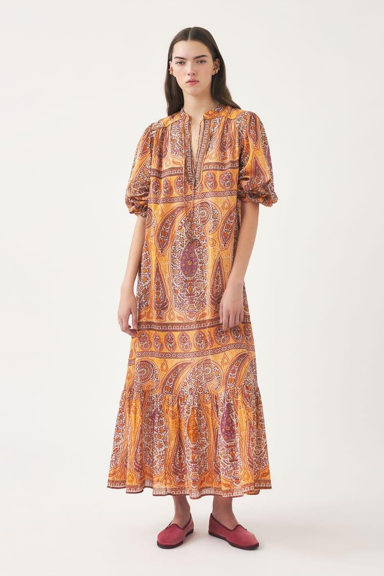 antik batik Robe longue imprimée bohème en coton