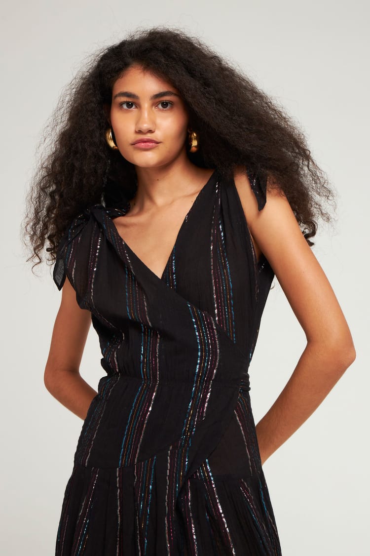 Antik Batik Robe Longue Noire En Crêpe De Coton