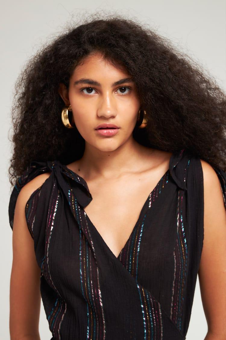 Antik Batik Robe Longue Noire En Crêpe De Coton