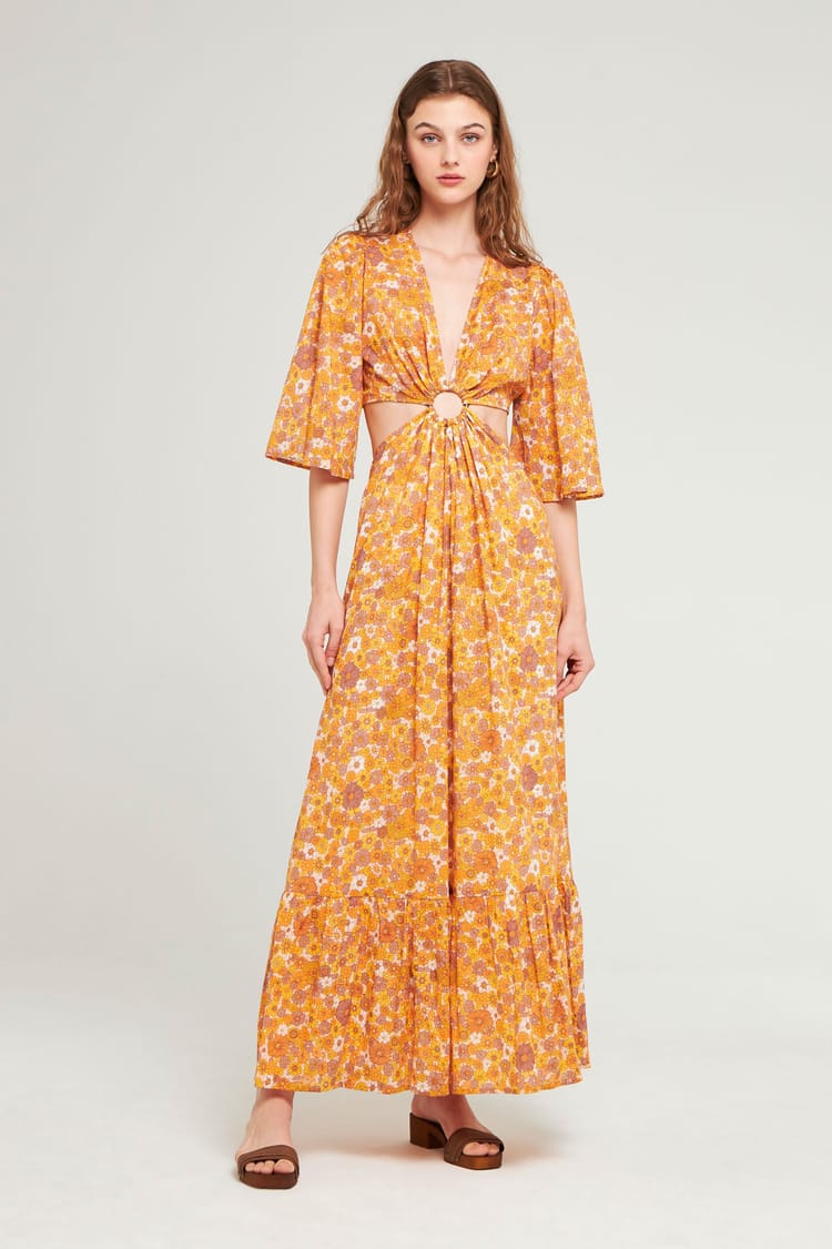 antik batik Robe longue orange