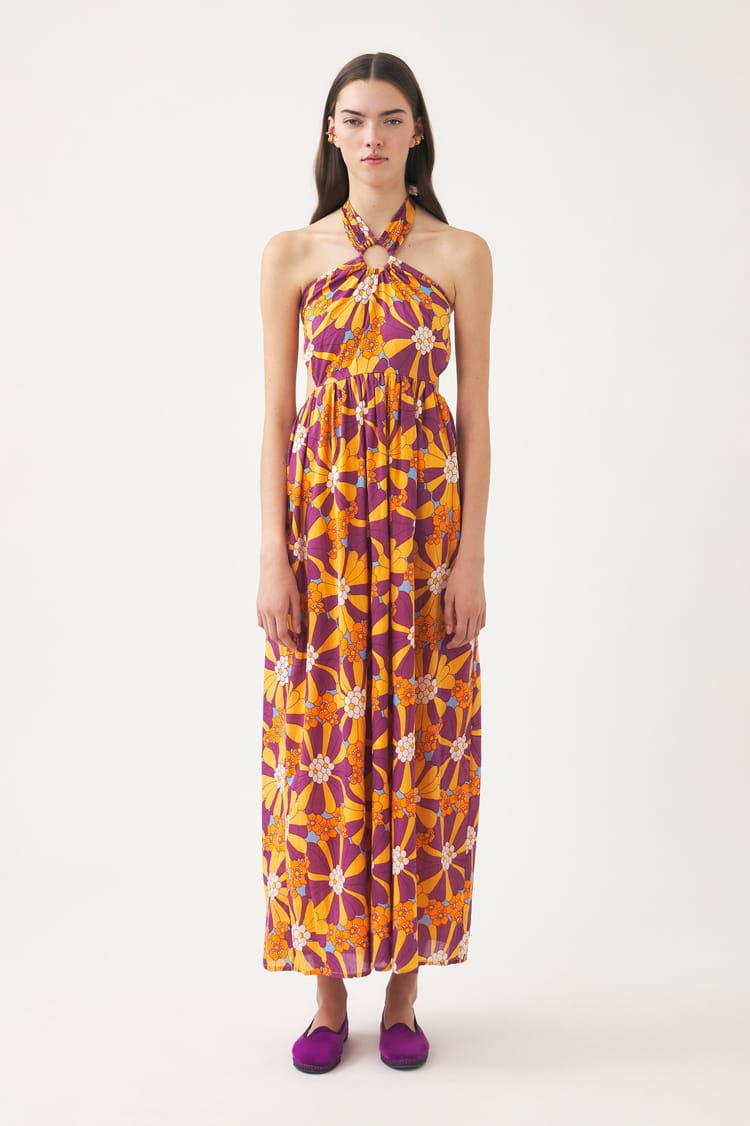 antik batik Robe longue orange