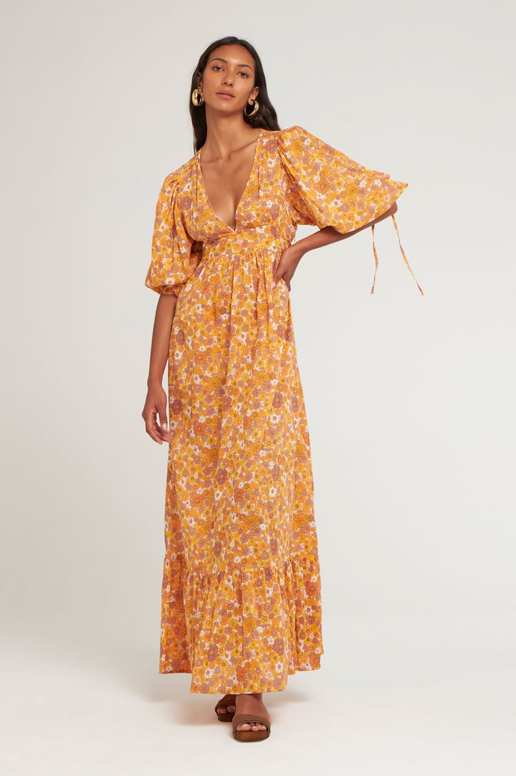 antik batik Robe longue orange