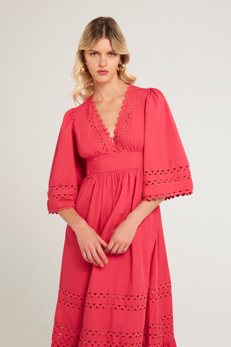 Antik Batik Robe Longue Popeline Rose