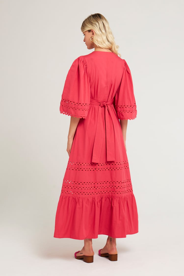 Antik Batik Robe Longue Popeline Rose