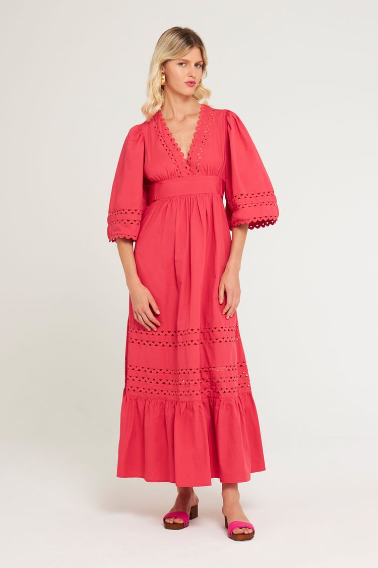 antik batik Robe longue Popeline rose