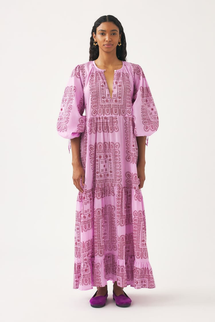 antik batik Robe longue rose en voile de Coton