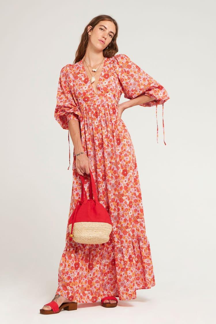 antik batik Robe longue rose