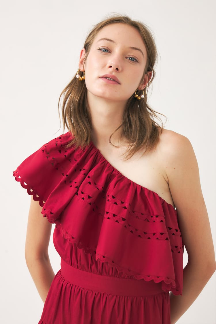 Antik Batik Robe Longue Rouge Asymétrique