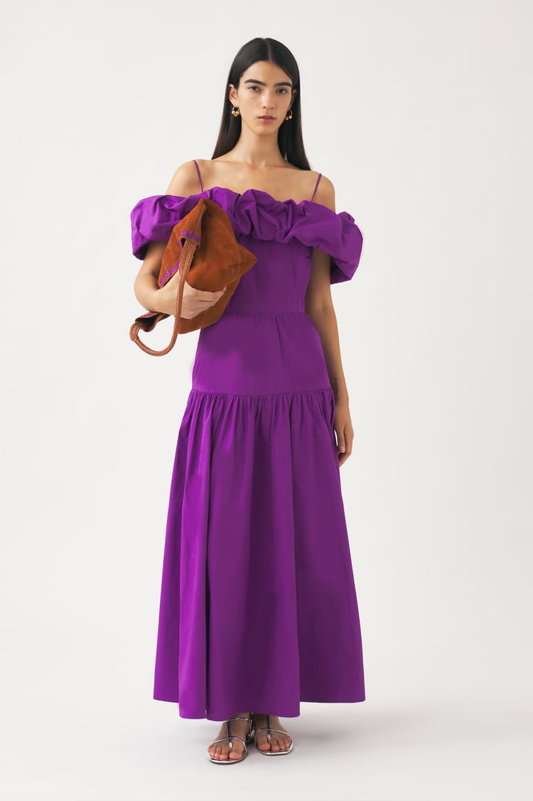 antik batik Robe longue rouge en popeline de coton