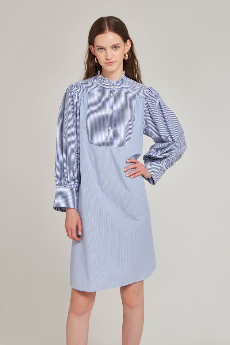 Antik Batik Robe Rayée Bleue