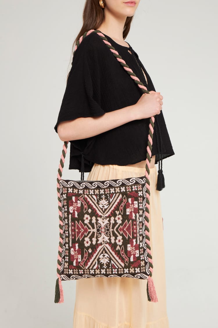 Antik Batik Sac à Bandoullière En Coton Tissé