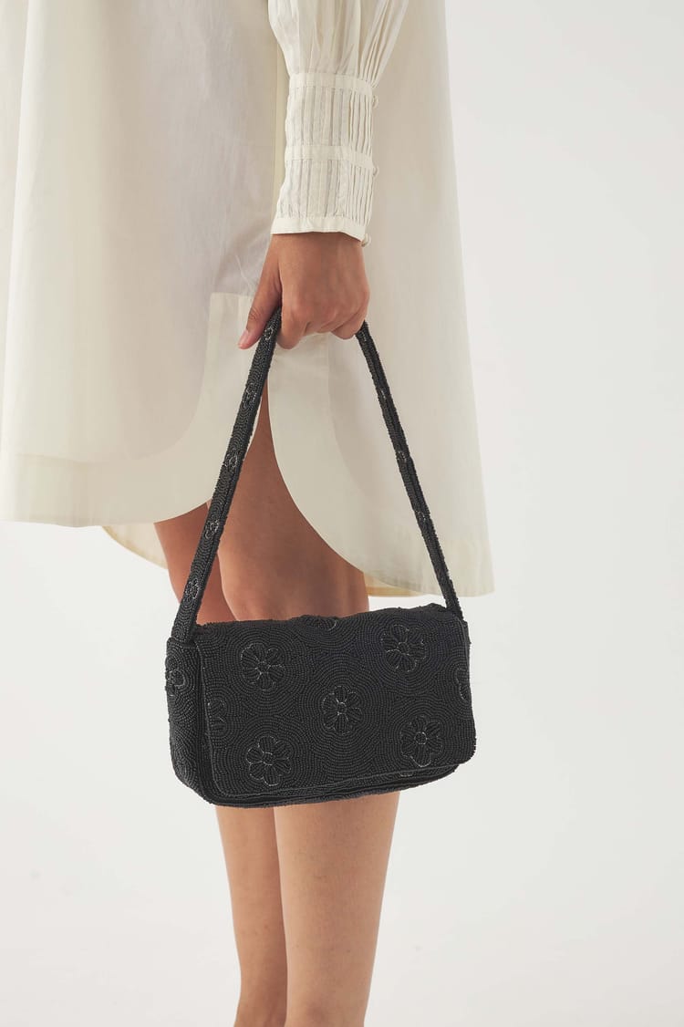 antik batik Sac baguette brodé Marguerite