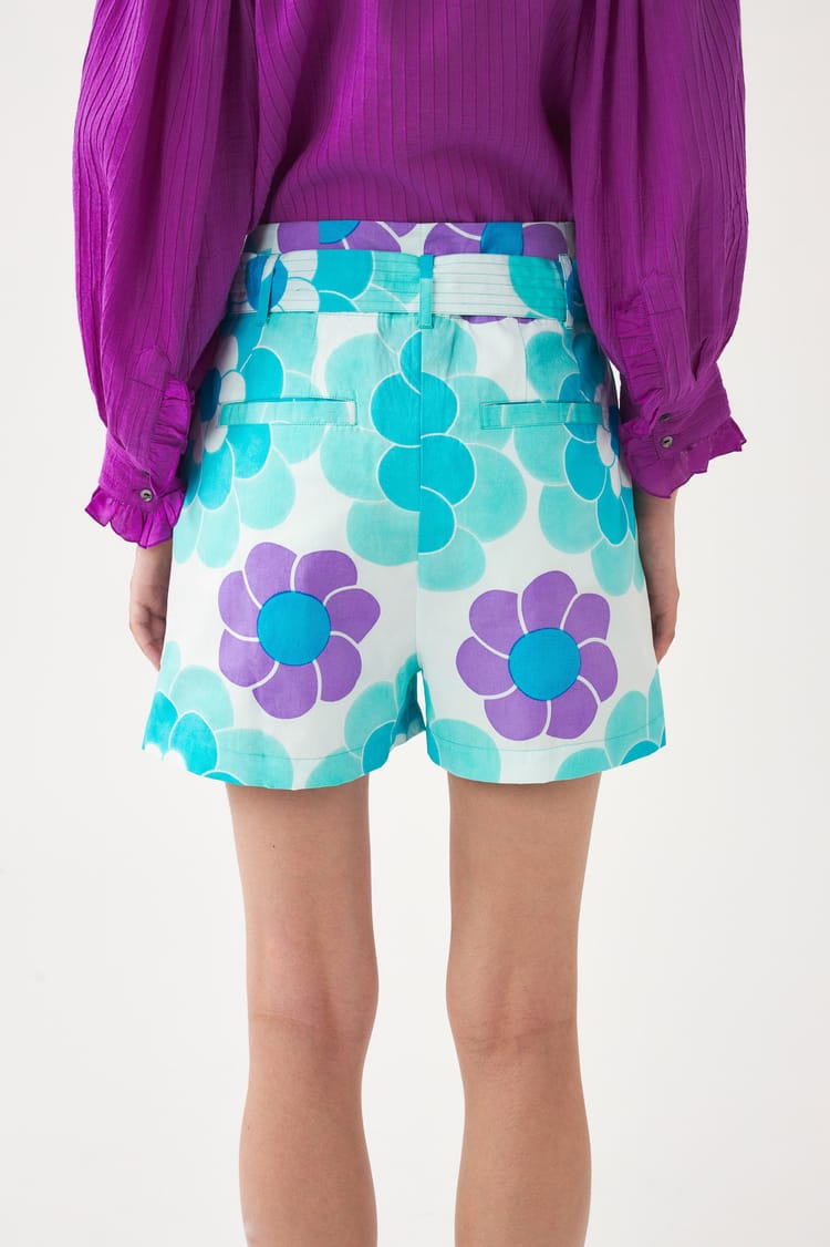 Antik Batik Short Fluide Bleu En Gaze De Coton