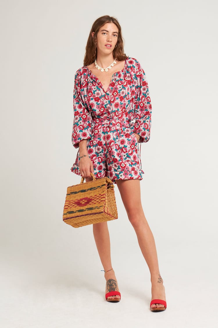 antik batik Short matelassé fleuri