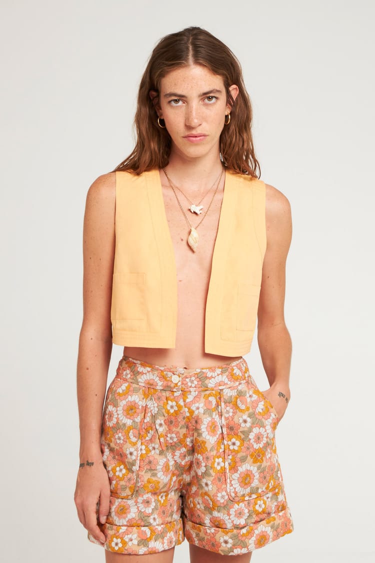 antik batik Short matelassé fleuri