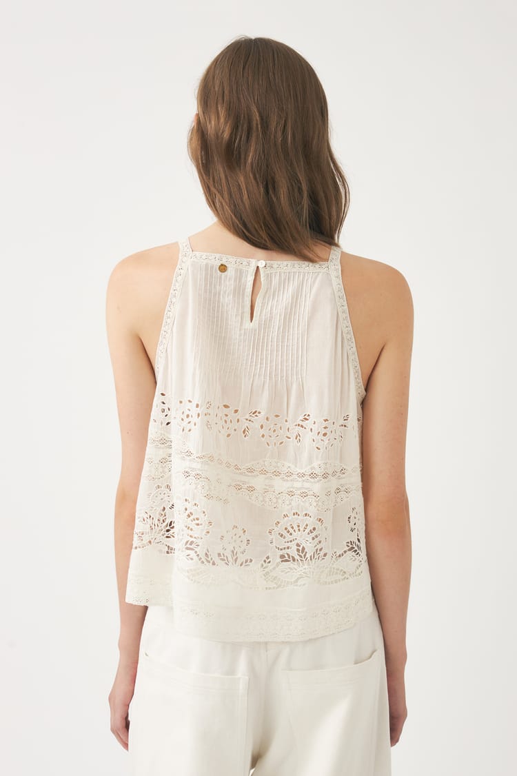 Antik Batik Top Ajouré En Voile De Coton Blanc