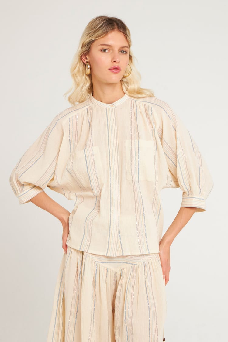 Antik Batik Top Blanc Blanc En Crêpe De Coton