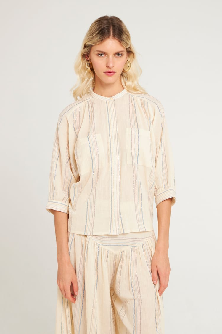 Antik Batik Top Blanc Blanc En Crêpe De Coton